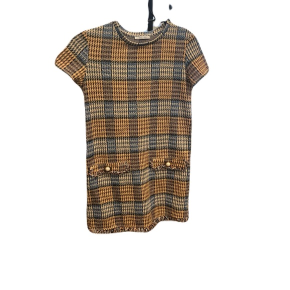 ZARA Tweed Plaid Fringe-Trim Shift Dress – Size Small - Picture 2 of 11